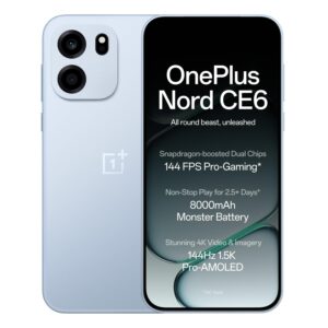 OnePlus Nord CE6 | Fresh Blue | Snapdragon 7s Gen 4 | Segment's Fastest Touch Response | 8000mAh Battery | 144Hz 1.5K AMOLED Display | 50MP Main + 32MP Selfie 4K Cameras |